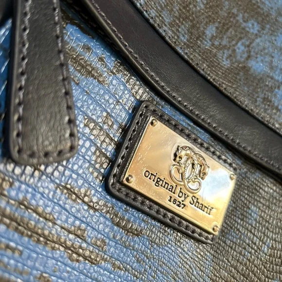 ORIGINAL BY SHARIF Sharif Couture BLUE SUEDE AND CROCODILE PRINT handbag - Picture 4 of 8